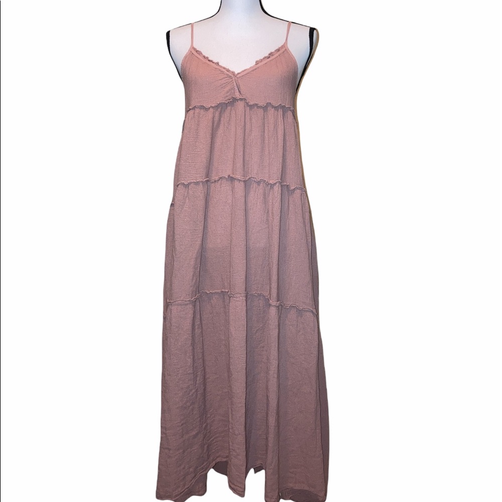 TEMPO PARIS SPAGHETTI STRAPS TIERED BOHO DRESS